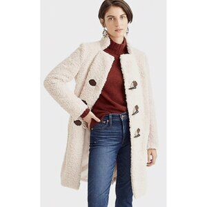 J Crew Sherpa Teddy Faux Fur Shearling Toggle Button Cream Coat Women Size XL